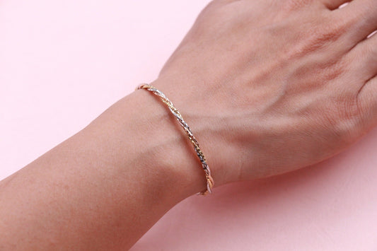 Silver Slim Italian 3 Tone Bracelet