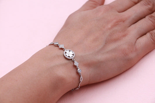 Gulmohar Flower Silver Bracelet