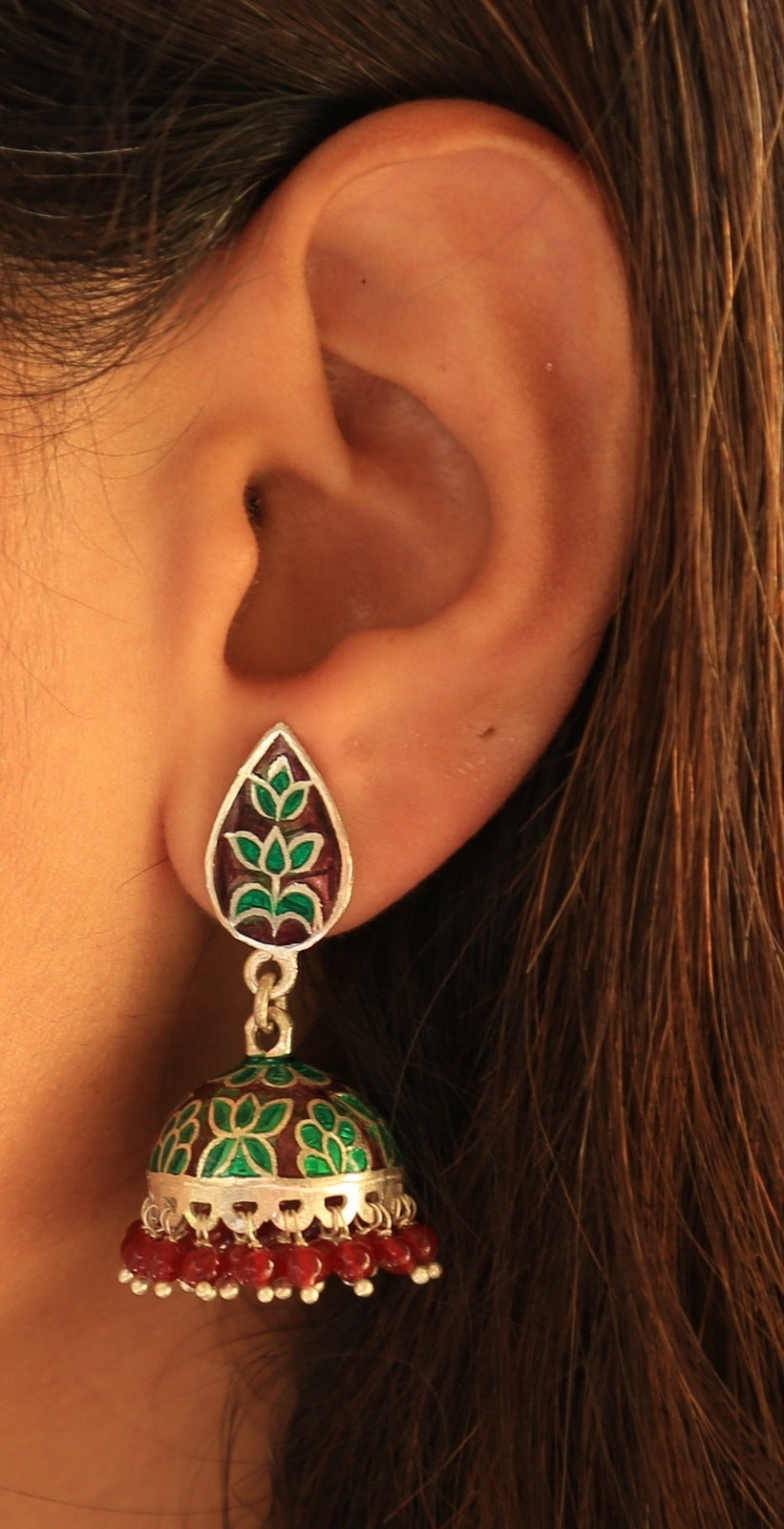 Scintillating Rangoli Pastel Enamel Jhumkas