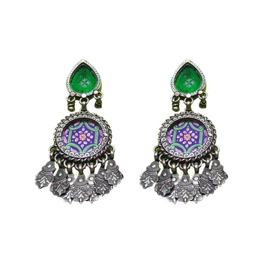 Vintage Mandala Painting Earrings