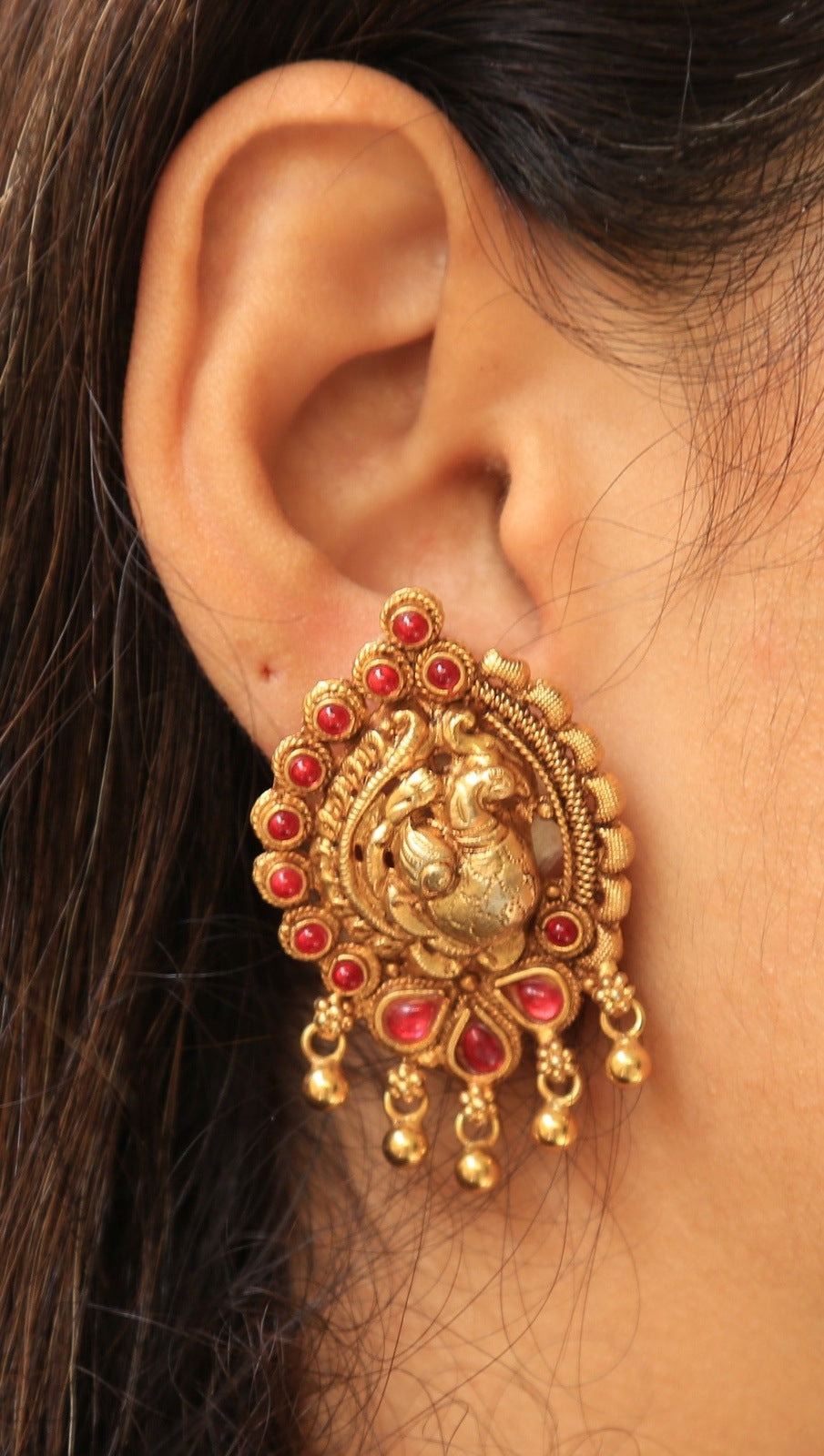 Buy 22Kt Gold Lakshmi Kasu Chandbali Earrings 74VL3845 Online from Vaibhav  Jewellers